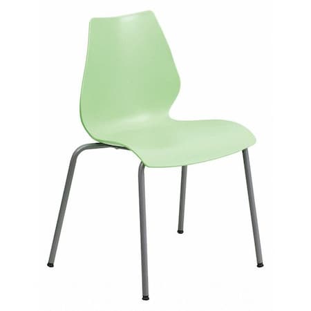 Stack Chair, Plastic, Green w/Silver Frame MPN:RUT-288-GREEN-GG