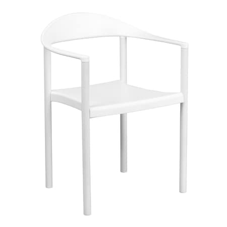 Cafe Chair, Stackable, Plastic, White MPN:RUT-418-WH-GG
