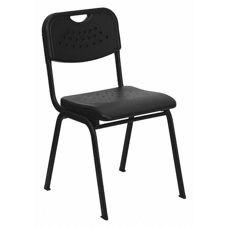 Stack Chair, Plastic, Black, 400 lb. Capcty MPN:RUT-GK01-BK-GG