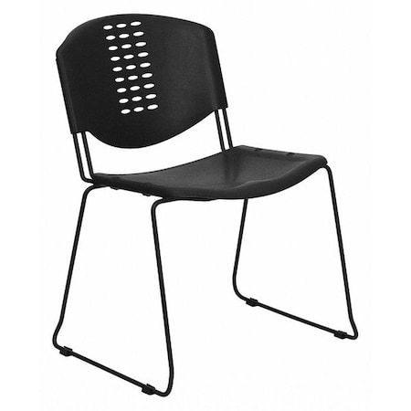Stack Chair, Plastic, Black w/Black Frame MPN:RUT-NF02-BK-GG