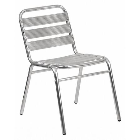 Contemporary Restaurant Stack Chair, Aluminum Seat, Gray Back, 19.5 W 25