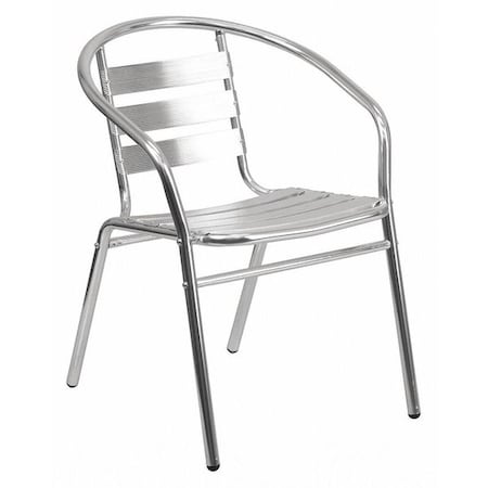 Contemporary Restaurant Stack Chair, Aluminum Seat, 21.75 W 22
