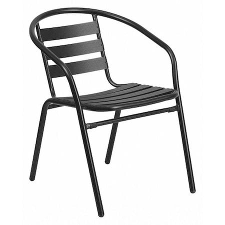 Contemporary Restaurant Stack Chair, Black Seat, Black Back, 21.5 W 24
