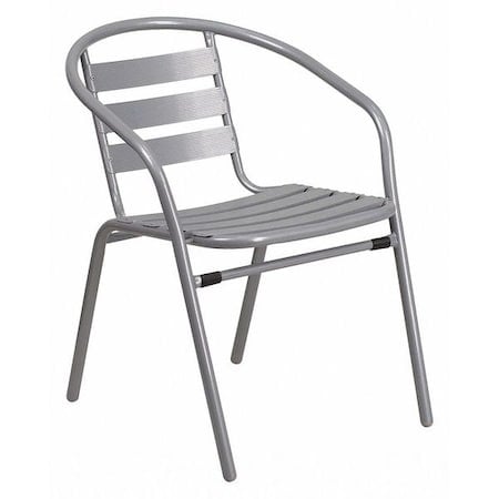Contemporary Restaurant Stack Chair, Silver Seat, Gray Back, 21.5 W 24