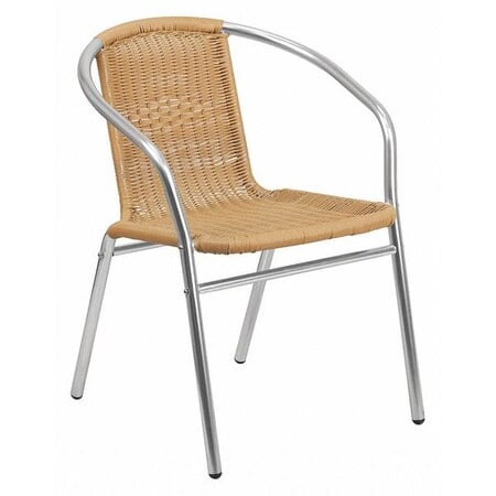 Contemporary Restaurant Stack Chair, Aluminum and Beige Seat, Tan Back, 21.75 W 22