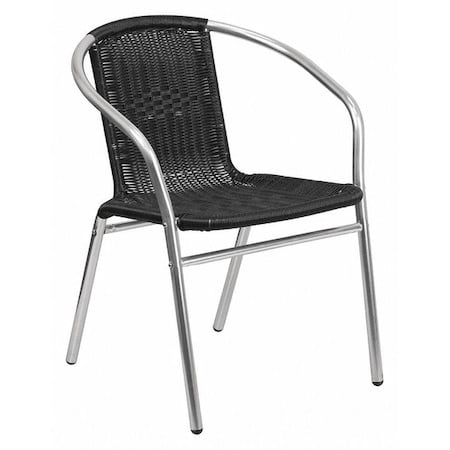 Contemporary Restaurant Stack Chair, Aluminum and Black Seat, Black Back, 21.75 W 22