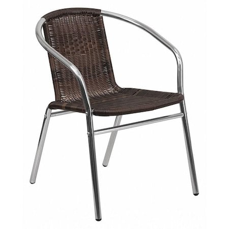 Contemporary Restaurant Stack Chair, Aluminum and Dark Brown Seat, Tan Back, 21.75 W 22