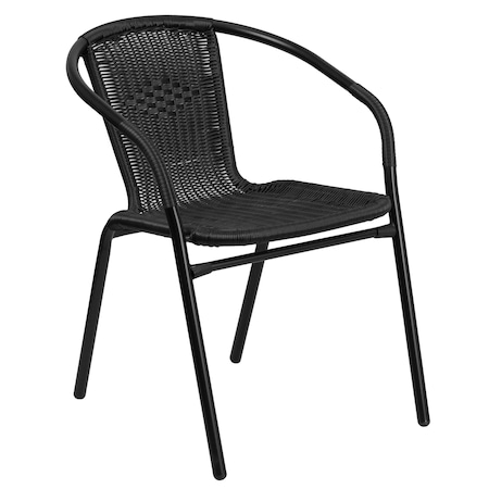 Black Rattan Indoor-Outdoor Stack Chair MPN:TLH-037-BK-GG