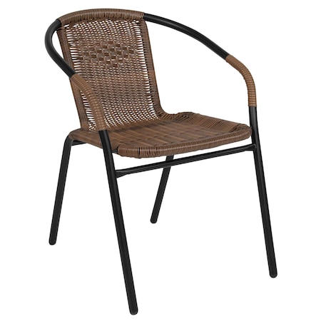 Brown Rattan Indoor-Outdoor Stack Chair MPN:TLH-037-DK-BN-GG