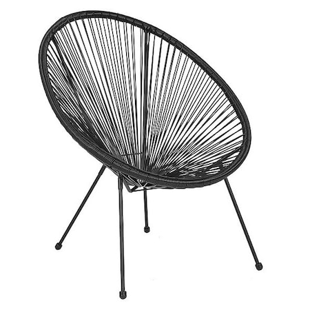 Contemporary Chair Valencia Black Bungee Oval Lounge Chair, 11-1/2