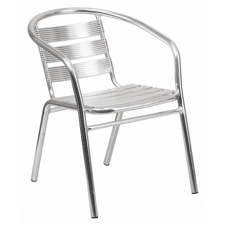Contemporary Restaurant Stack Chair, Aluminum Seat, Gray Back, 22 W 24