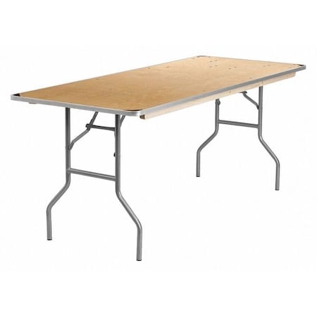 Rectangle Folding Table, Wood Top, Wood Grain MPN:XA-3072-BIRCH-M-GG