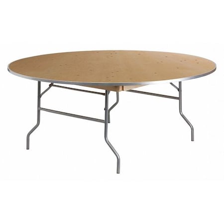 Round Folding Table, Birchwood, Steel Top, Natural MPN:XA-72-BIRCH-M-GG