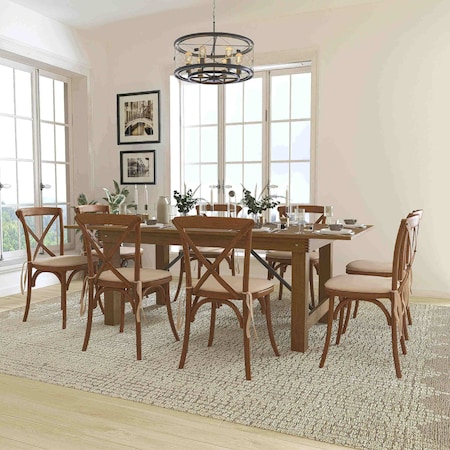 Rectangle Antique Farm Table, Wood Top, Wood Grain MPN:XA-FARM-10-GG