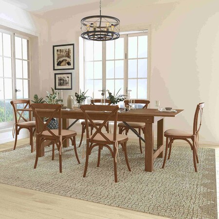 Rectangle Antique Farm Table, Wood Top, Wood Grain MPN:XA-FARM-11-GG