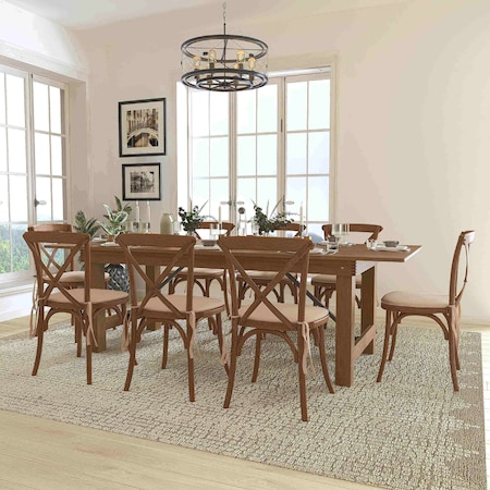 Rectangle Antique Farm Table, Wood Top, Wood Grain MPN:XA-FARM-12-GG