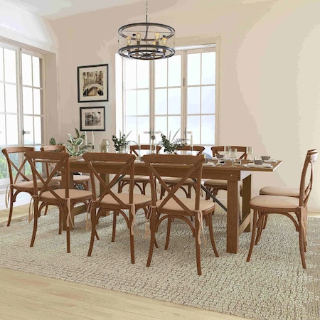 Rectangle Antique Farm Table, Wood Top, Wood Grain MPN:XA-FARM-13-GG