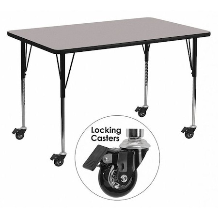 Rectangle Activity Table, Laminate, Grey MPN:XU-A2448-REC-GY-H-A-CAS-GG