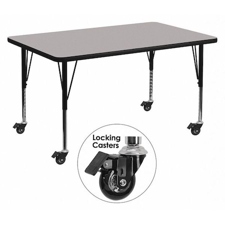 Rectangle Activity Table, Laminate, Grey MPN:XU-A2448-REC-GY-T-P-CAS-GG