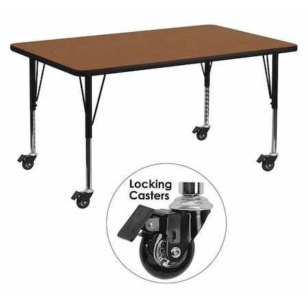 Rectangle Activity Table, Laminate, Wood Grain MPN:XU-A2448-REC-OAK-H-P-CAS-GG