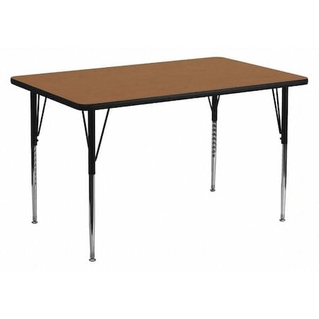 Rectangle Activity Table, Chrome, Laminate, Particleboard, Steel, Wood Grain MPN:XU-A2448-REC-OAK-T-A-GG