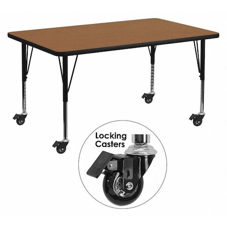 Rectangle Activity Table, Laminate, Wood Grain MPN:XU-A2448-REC-OAK-T-P-CAS-GG