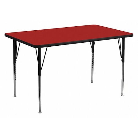 Rectangle Activity Table, Chrome, Laminate, Particleboard, Steel, Red MPN:XU-A2448-REC-RED-T-A-GG