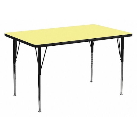 Rectangle Activity Table, 24 W, 48 L, 30.125 H, Chrome, Laminate, Particleboard, Steel, Yellow MPN:XU-A2448-REC-YEL-T-A-GG