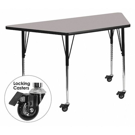 Trapezoid Activity Table, Chrome, Laminate, Particleboard, Steel, Grey MPN:XU-A2448-TRAP-GY-H-A-CAS-GG