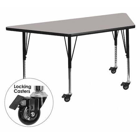 Trapezoid Activity Table, Chrome, Laminate, Particleboard, Steel, Grey MPN:XU-A2448-TRAP-GY-H-P-CAS-GG