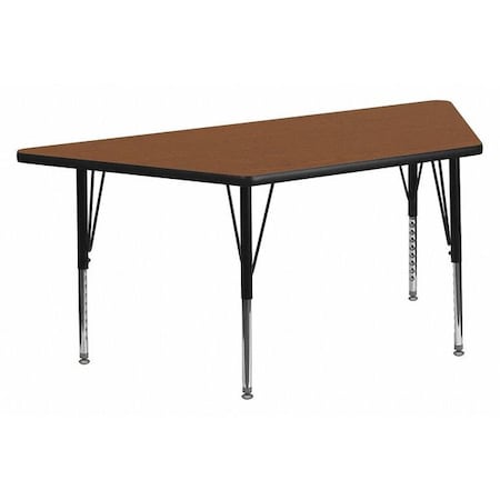 Trapezoid Activity Table, 22.5 W, 45 L, 25.25 H, Chrome, Laminate, Particleboard, Steel, Wood Grain MPN:XU-A2448-TRAP-OAK-H-P-GG