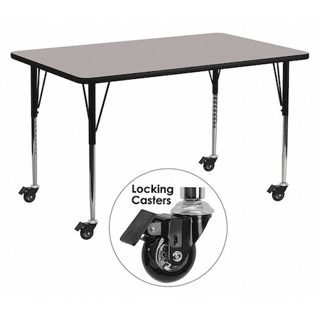 Rectangle Activity Table, Laminate, Grey MPN:XU-A2460-REC-GY-H-A-CAS-GG