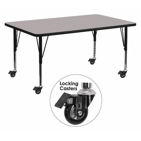 Rectangle Activity Table, Laminate, Grey MPN:XU-A2460-REC-GY-H-P-CAS-GG