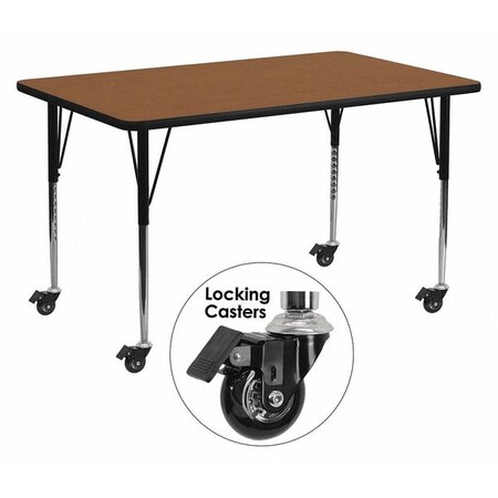 Rectangle Activity Table, Laminate, Wood Grain MPN:XU-A2460-REC-OAK-H-A-CAS-GG