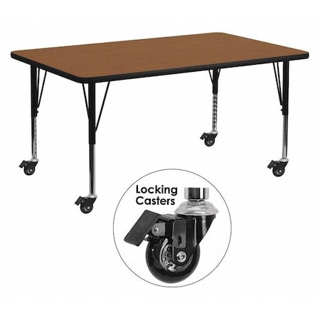Rectangle Activity Table, Laminate, Wood Grain MPN:XU-A2460-REC-OAK-H-P-CAS-GG