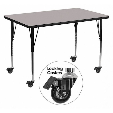 Rectangle Activity Table, Laminate, Grey MPN:XU-A3048-REC-GY-H-A-CAS-GG