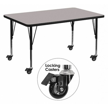 Rectangle Activity Table, Laminate, Grey MPN:XU-A3048-REC-GY-H-P-CAS-GG