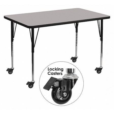 Rectangle Activity Table, Laminate, Grey MPN:XU-A3048-REC-GY-T-A-CAS-GG
