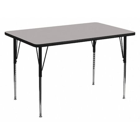 Rectangle Activity Table, Chrome, Laminate, Particleboard, Steel, Grey MPN:XU-A3048-REC-GY-T-A-GG