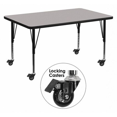 Rectangle Activity Table, Laminate, Grey MPN:XU-A3048-REC-GY-T-P-CAS-GG