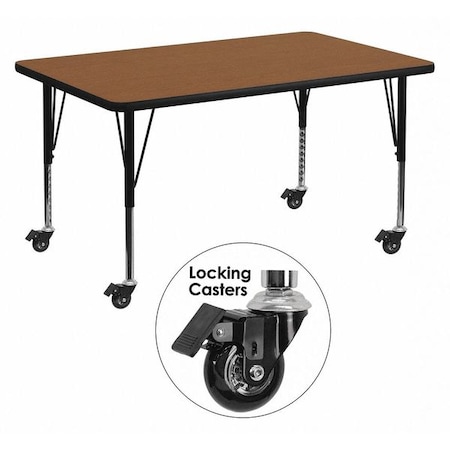 Rectangle Activity Table, Laminate, Wood Grain MPN:XU-A3048-REC-OAK-H-P-CAS-GG