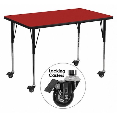 Rectangle Activity Table, Laminate, Red MPN:XU-A3048-REC-RED-T-A-CAS-GG