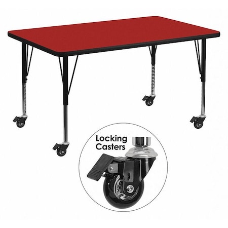 Rectangle Activity Table, Laminate, Red MPN:XU-A3048-REC-RED-T-P-CAS-GG