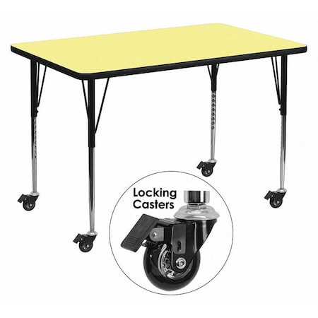 Rectangle Activity Table, Laminate, Yellow MPN:XU-A3048-REC-YEL-T-A-CAS-GG