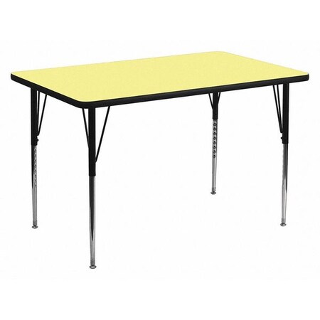 Rectangle Activity Table, Chrome, Laminate, Particleboard, Steel, Yellow MPN:XU-A3048-REC-YEL-T-A-GG