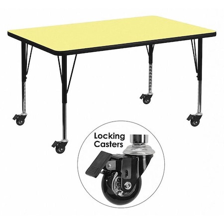 Rectangle Activity Table, Laminate, Yellow MPN:XU-A3048-REC-YEL-T-P-CAS-GG