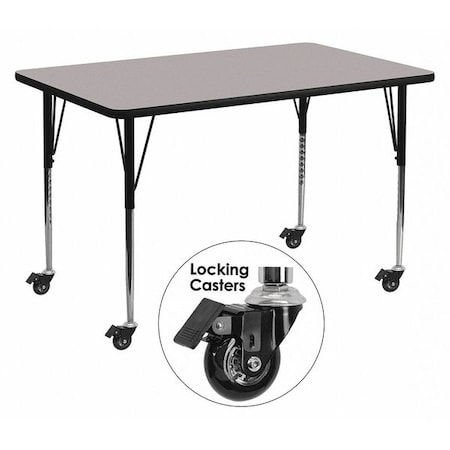 Rectangle Activity Table, Laminate, Grey MPN:XU-A3060-REC-GY-H-A-CAS-GG