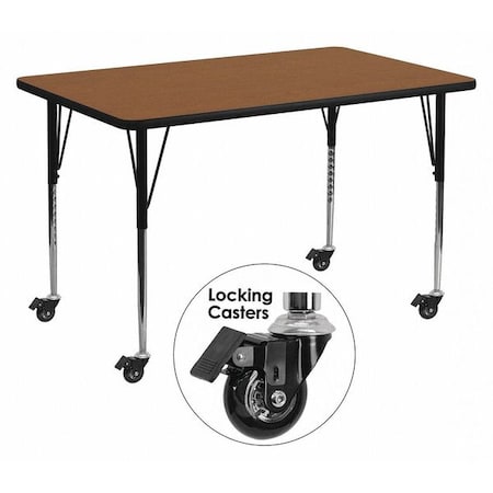 Rectangle Activity Table, Laminate, Wood Grain MPN:XU-A3060-REC-OAK-H-A-CAS-GG