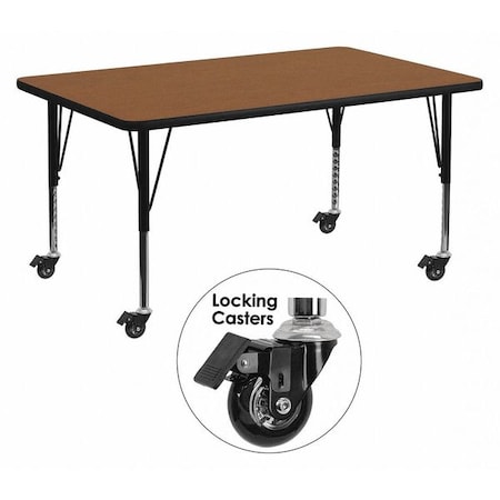 Rectangle Activity Table, Laminate, Wood Grain MPN:XU-A3060-REC-OAK-H-P-CAS-GG