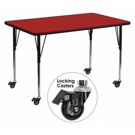 Rectangle Activity Table, Laminate, Red MPN:XU-A3060-REC-RED-T-A-CAS-GG